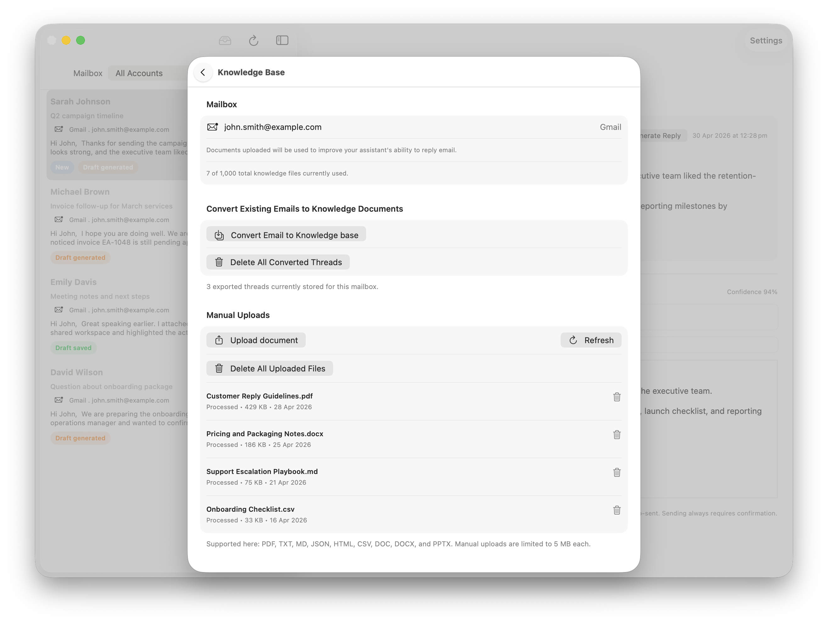 MailBuddy macOS નૉલેજ બેઝ દસ્તાવેજ વ્યવસ્થાપન